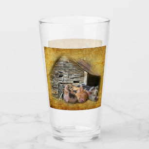 Three Little Pigs At The Rustic Barn Snoozing Glass