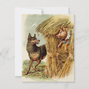 Three Little Pigs Big Bad Wolf, Vintage Fairy Tale Invitation