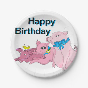 three little pigs birthday paper plate