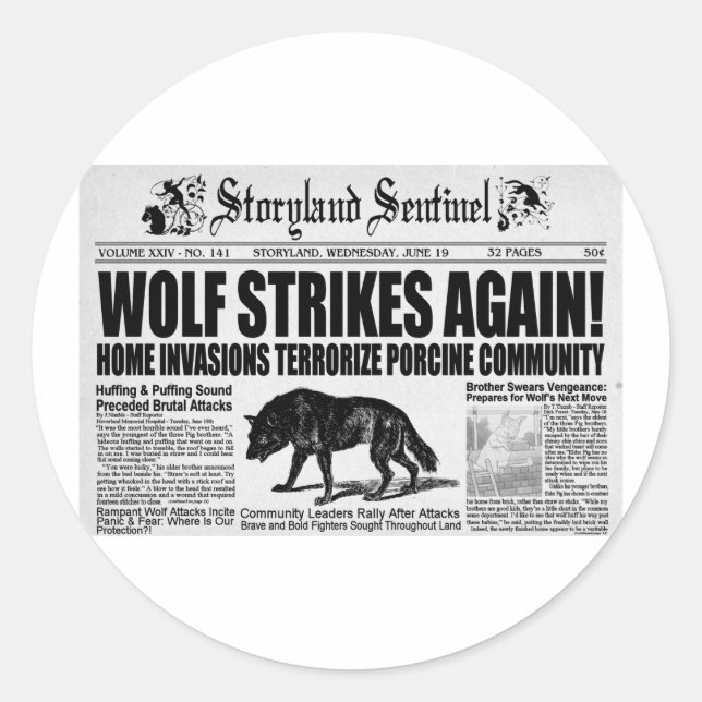 Three Little Pigs Classic Round Sticker (Front)