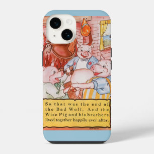 Three Little Pigs Cooking Wolf, Vintage Fairy Tale iPhone Case