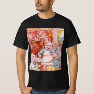 Three Little Pigs Cooking Wolf, Vintage Fairy Tale T-Shirt