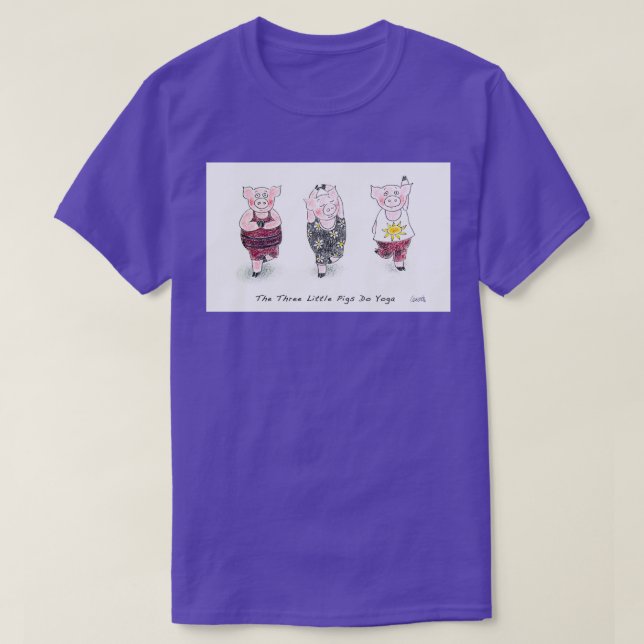 Three Little Pigs Do Yoga Cute and Funny by Tracy  T-Shirt (Design Front)