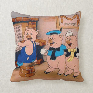 Three Little Pigs Nursery Rhyme American MoJo Pill Cushion