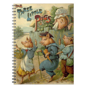 Three Little Pigs Vintage Fairy Tale Notebook