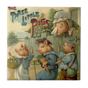 Three Little Pigs Vintage Fairy Tale Tile