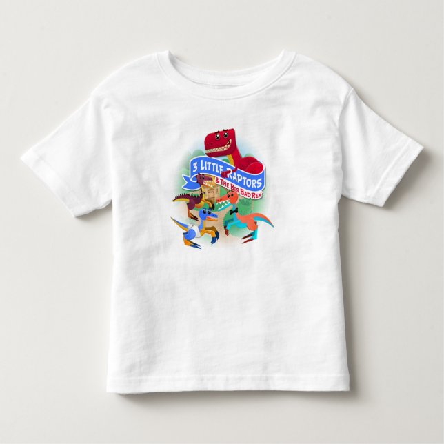 Three Little Raptors & T-Rex Toddler T-Shirt (Front)