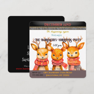 Three Little Reindeer Christmas Party Invitation
