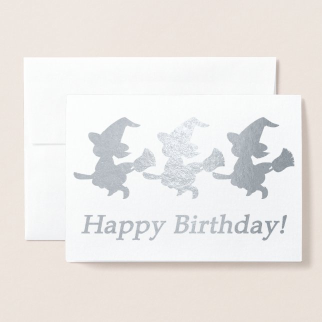 Three Little Witches Birthday Card (Front With Envelope)