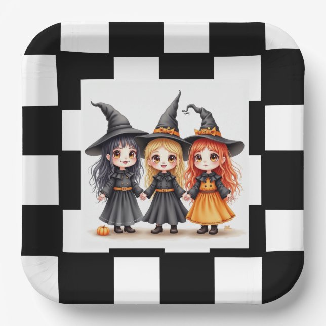 Three Little Witches  Paper Plate (Front)