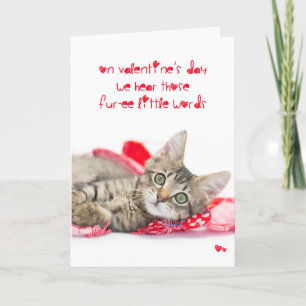 Three little words kitten Valentine Holiday Card