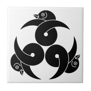 Three looped wild geese, heads facing outward ceramic tile