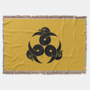 Three looped wild geese, heads facing outward throw blanket