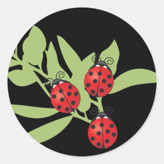 Three Lucky Ladybugs Classic Round Sticker