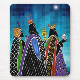 Three Magi Bearing Gifts Under Starry Sky Mouse Pad