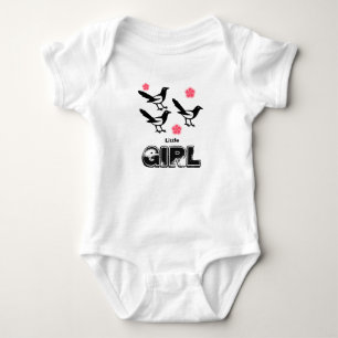 Three magpies baby little girl bodysuit vest pink