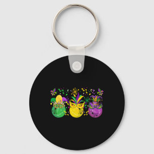 Three Mardi Gras Bowling By Masked Jester Hats Par Key Ring