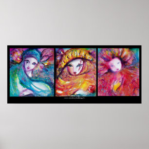 THREE MASKS /Venetian Carnival Faces Poster