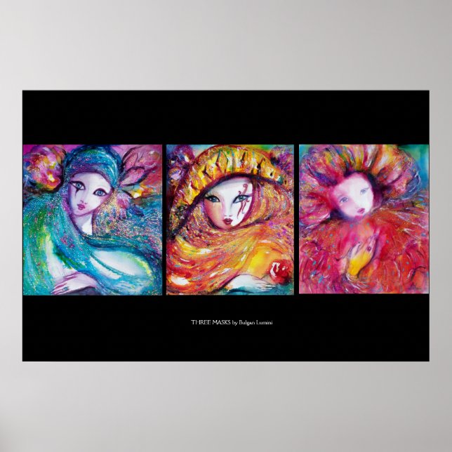 THREE MASKS /Venetian Carnival Faces Poster (Front)