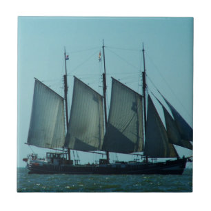 Three masted sailing ship ceramic tile