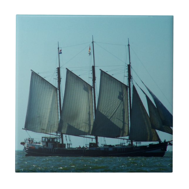 Three masted sailing ship ceramic tile (Front)