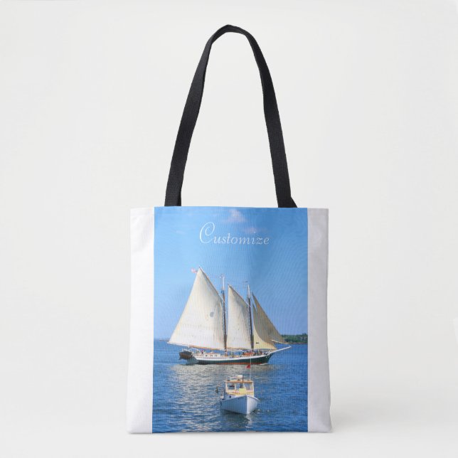 three masted schooner sailing tote bag (Front)