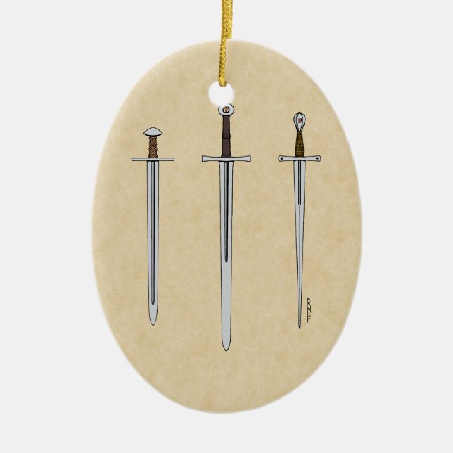 Three Mediaeval Swords 2016 Ceramic Ornament (Front)