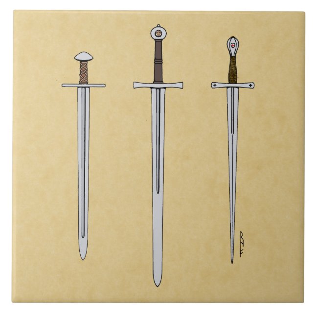 Three Mediaeval Swords 2016 Ceramic Tile (Front)