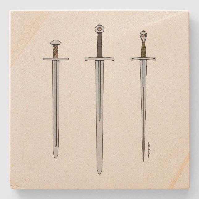 Three Mediaeval Swords 2016 Stone Coaster (Front)