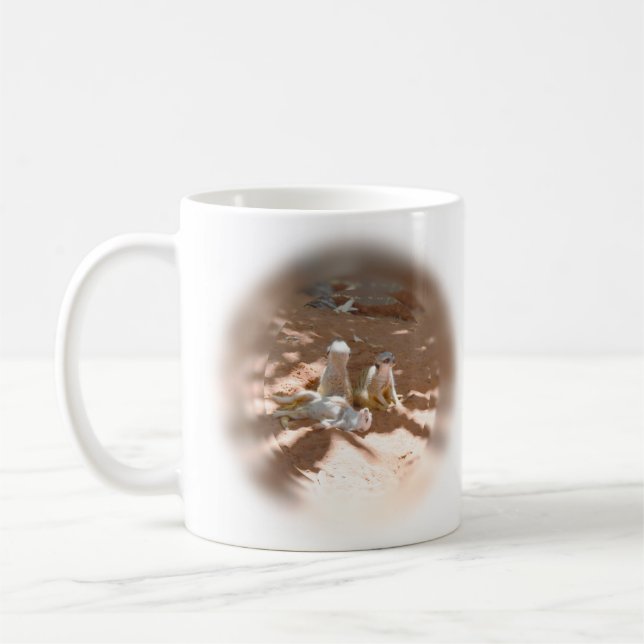 Three Meerkats Fun In The Sun, Coffee Mug (Left)