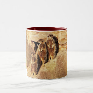 Three meerkats Two-Tone coffee mug
