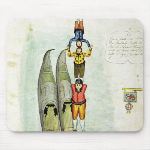Three men balancing on two gondolas, 1772 mouse pad