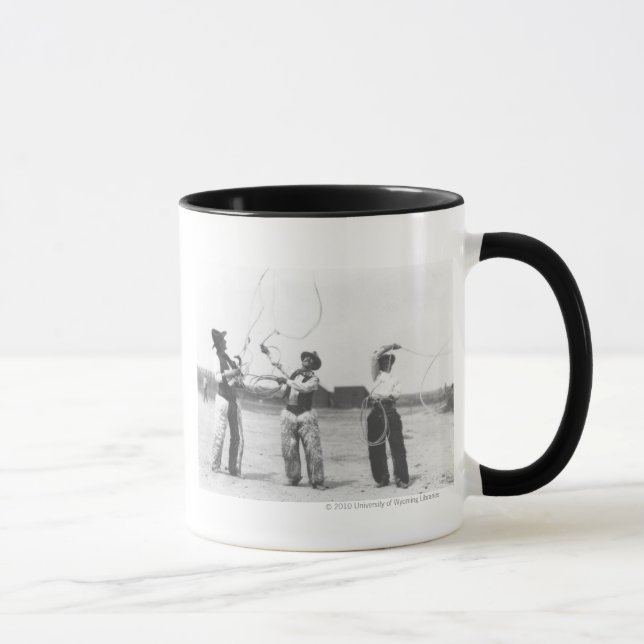 Three men lassoing. mug (Right)