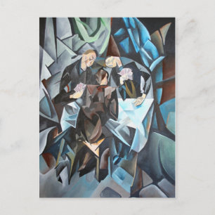 Three Men Playing Cards Geometric Art After Rockl