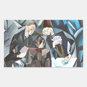 Three Men Playing Cards Geometric Art After Rockl Rectangular Sticker