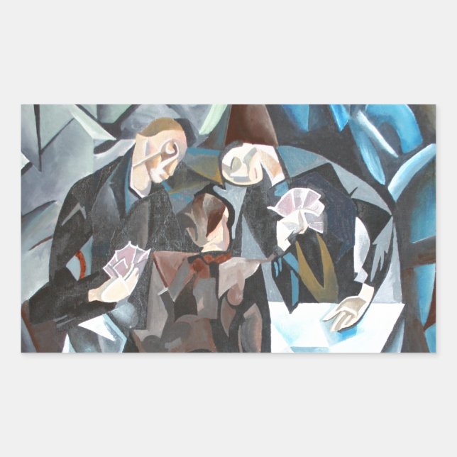 Three Men Playing Cards  Geometric Art After Rockl Rectangular Sticker (Front)