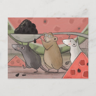 Three mice. postcard