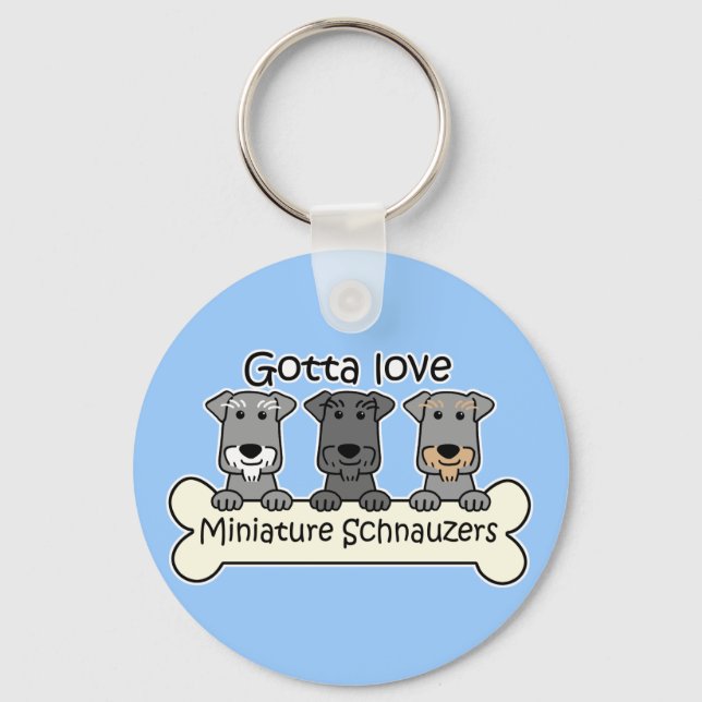 Three Miniature Schnauzers Key Ring (Front)