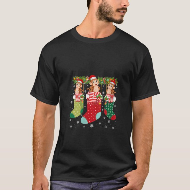 Three Monkey in Socks Funny Ugly Christmas Sweater (Front)