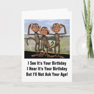 Three Monkeys Birthday Humour Card