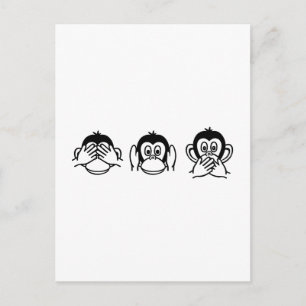 Three monkeys postcard