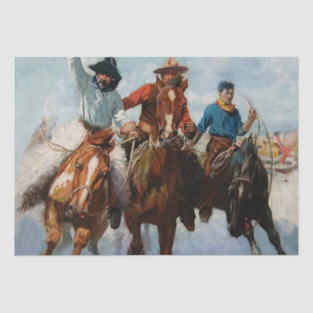 “Three Montana Cowboys” by W Herbert Dunton Tissue Paper (Front)