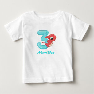 Three Months cute dinosaur Baby T-Shirt