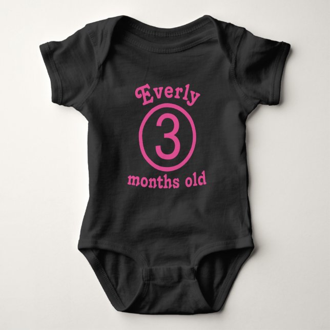 Three Months Old Personalised Pink Baby Girl Bodysuit (Front)