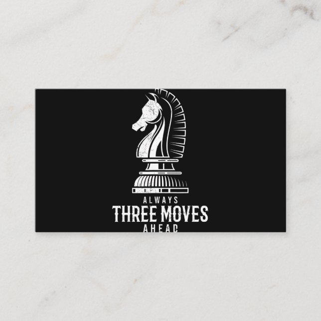 Three Moves Ahead I Chess Matt Game Chess Piece Business Card (Front)