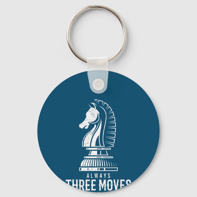 Three Moves Ahead I Chess Matt Game Chess Piece Key Ring (Front)