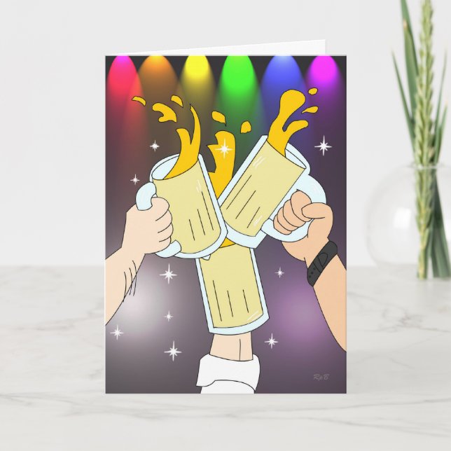 Three Mugs: Gay Party Card (Front)