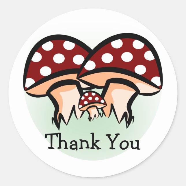 Three Mushrooms Thank You Classic Round Sticker (Front)