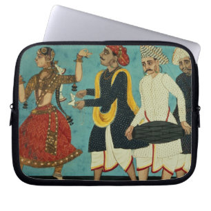 Three musicians and a dancing girl, Tanjore, Tamil Laptop Sleeve