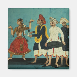 Three musicians and a dancing girl, Tanjore, Tamil Magnet